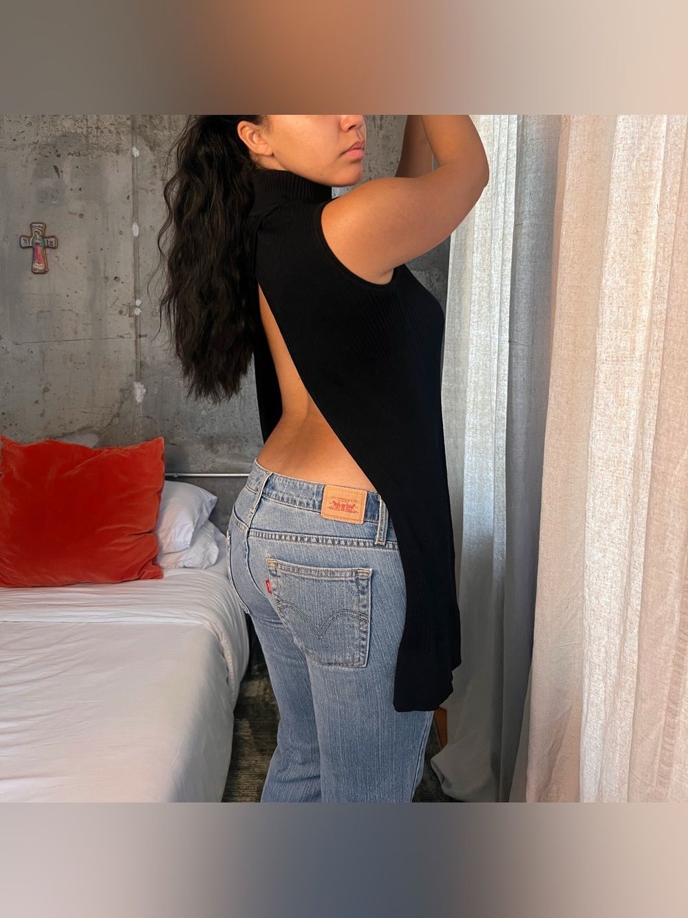 backless mock-neck top